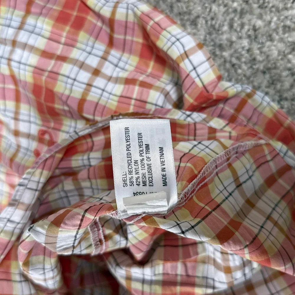 Orvis Shirt Mens Medium Orange Plaid‎ Active Fit Ventilated Fishing Button Down